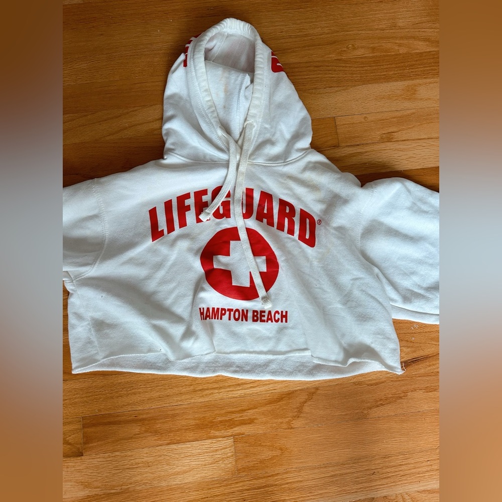 Lifeguard cropped white hoodie size S
